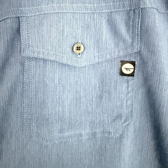 Hi-Tec Shirt Men's 2XL Blue Short Sleeve Button Front Mesh Lined Chest Pockets - Picture 6 of 11